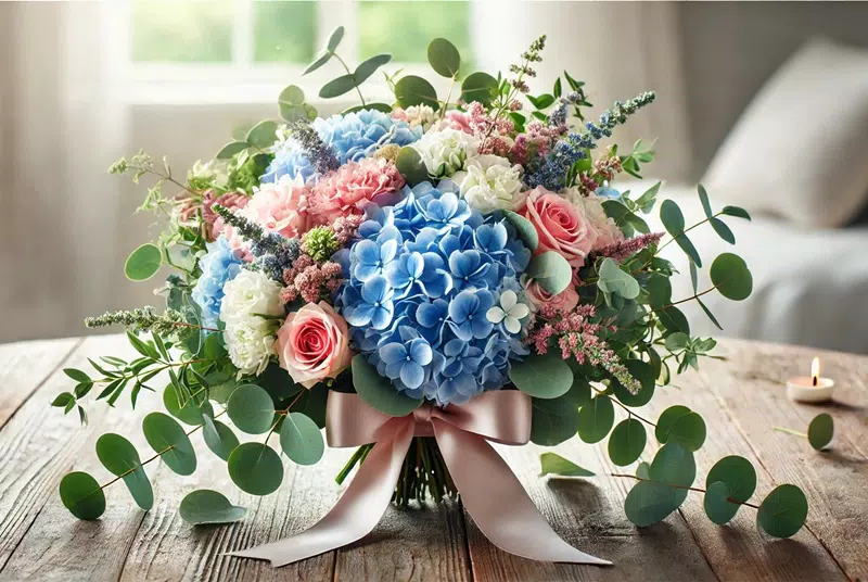 Hydrangea bouquet on the table